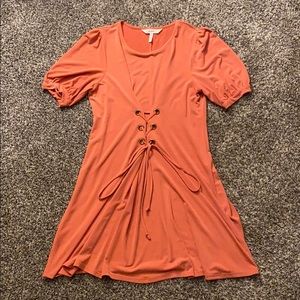 BCBG peach prairie short sleeve dress